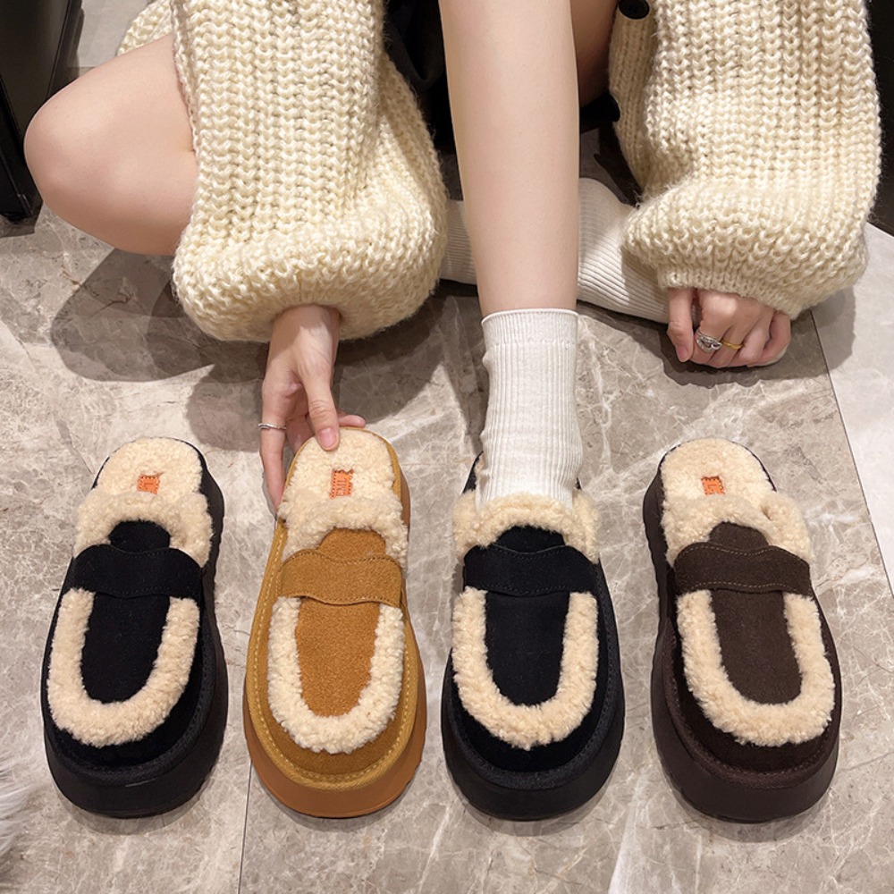 Sewing Cotton - Vrouwen Slippers Designer Frosted Lederen Winterlaarzen