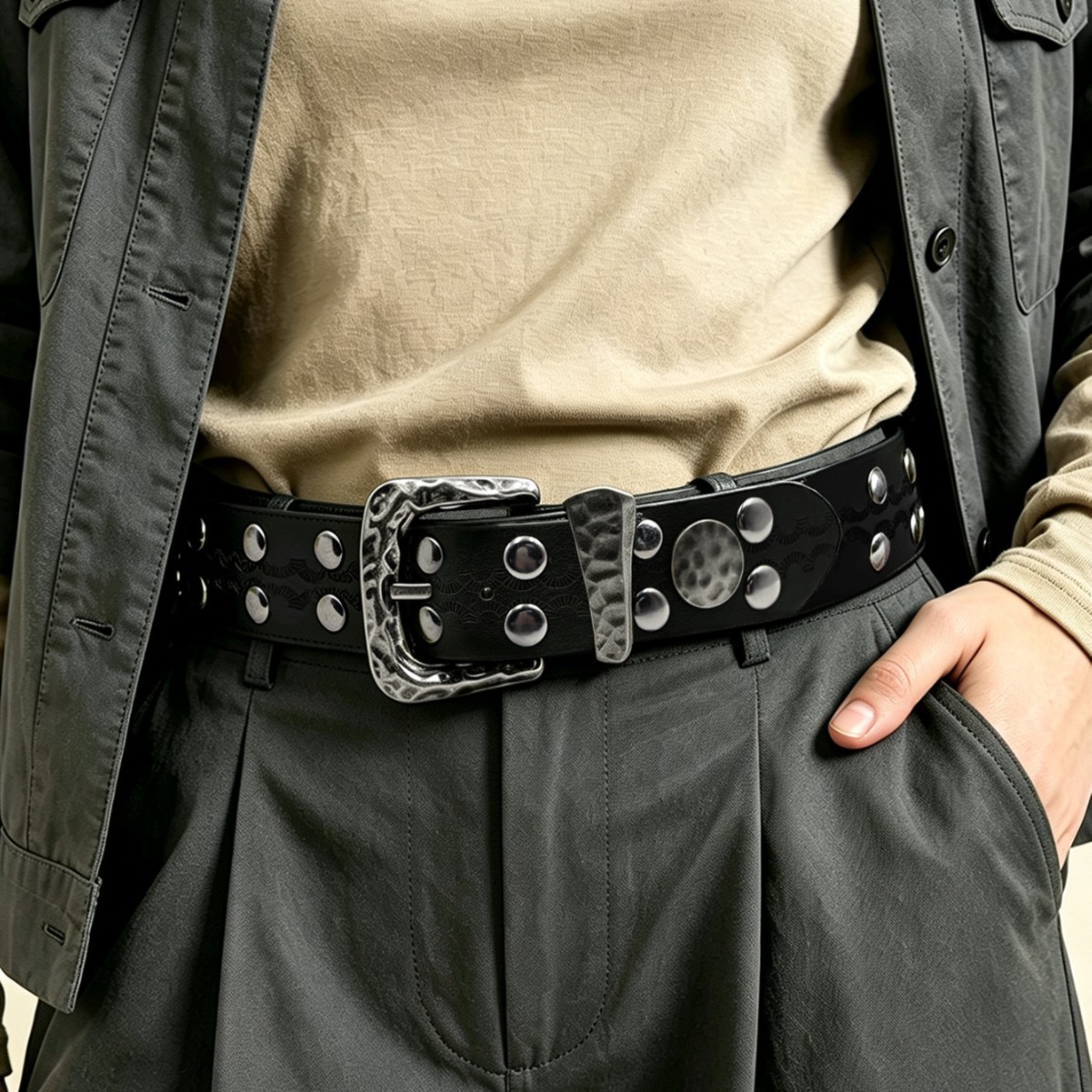 Leather Needle Heavy - Zware industrie hamerpatroon riem met naaldgesp