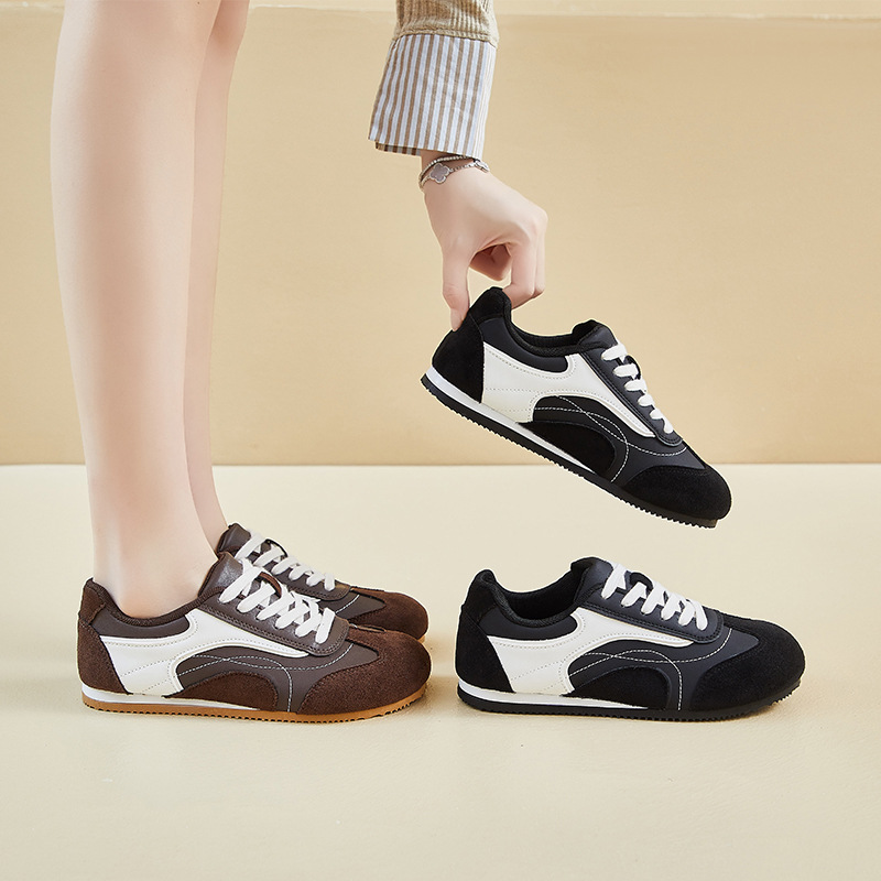 Sewing Cotton - Leren sportschoenen voor dames, vrijetijdsschoenen met