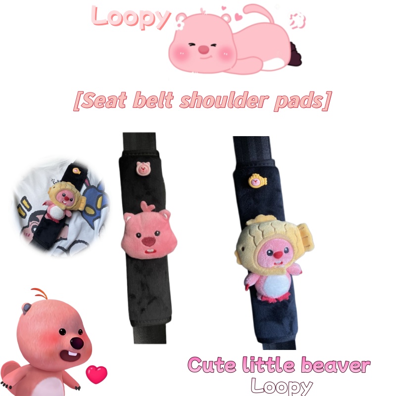 Shoulder Pad Set In - Autogordeldecoratie Pluche Bever Zwarte Gordel Schouderbeschermer