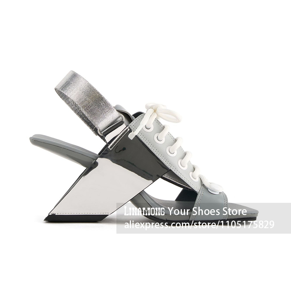 Geometrische bloksandalen met  - Elastic Waistband Roll recensie en prijs